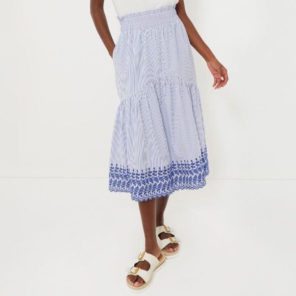 Nwt tuckernuck Blue stripe cinzia midi‎ skirt women’s size XXL - Picture 1 of 9